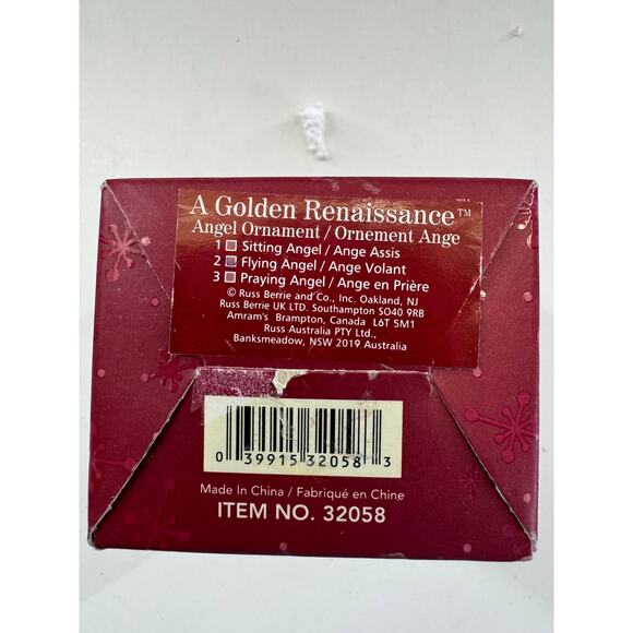 Vintage Russ Praying Angel Ornament Golden Renaissance Christmas - Picture 7 of 7